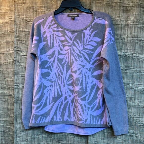 Tommy Bahama cotton Patterned Sweater grey and lilac - Picture 1 of 5